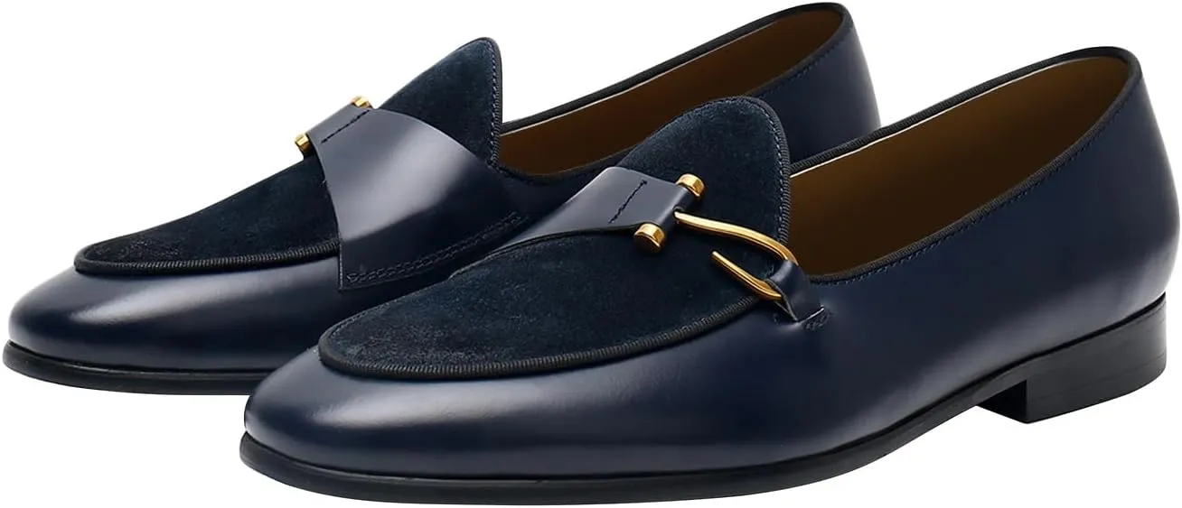 Men's Premium Leather Loafers, Black Cowhide Upper, Comfort Wedding Business Slip On Formal Dress Shoes