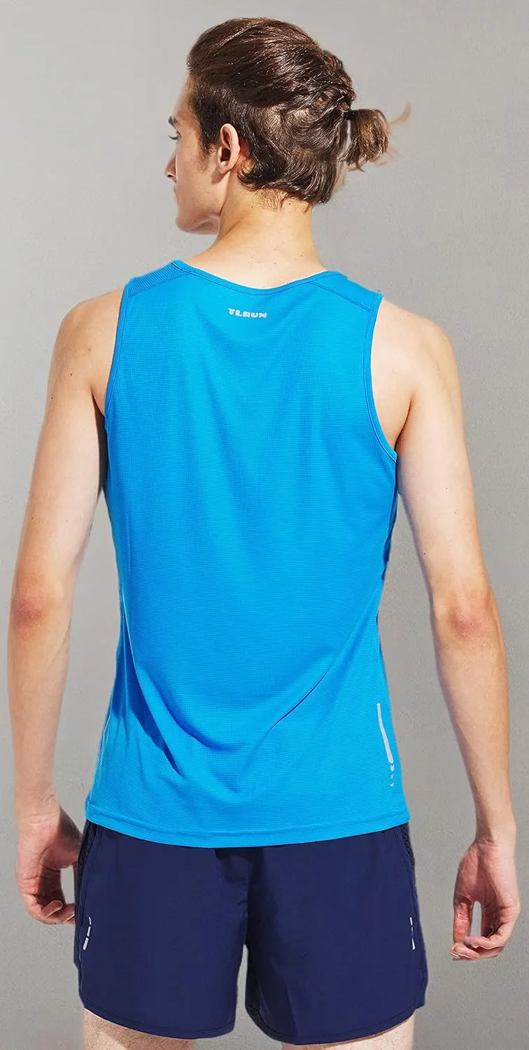 Men's Running Tank Top Ultra Lightweight Marathon Singlet Shirts Dry Fit Workout Sleeveless T-Shirt
