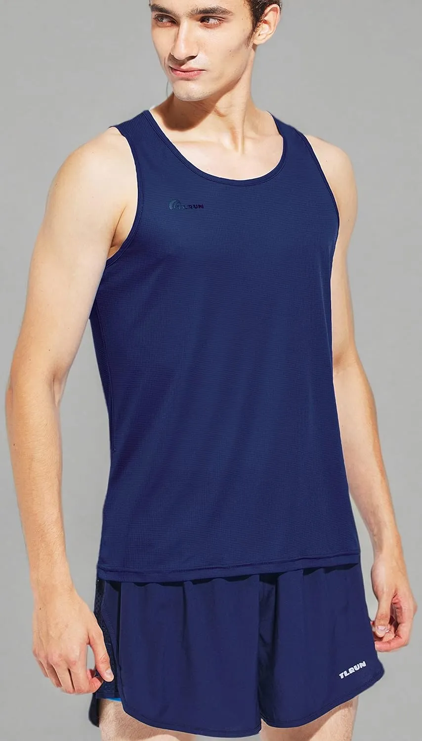 Men's Running Tank Top Ultra Lightweight Marathon Singlet Shirts Dry Fit Workout Sleeveless T-Shirt