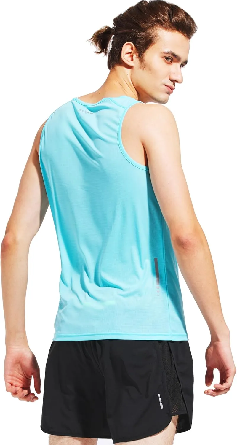 Men's Running Tank Top Ultra Lightweight Marathon Singlet Shirts Dry Fit Workout Sleeveless T-Shirt