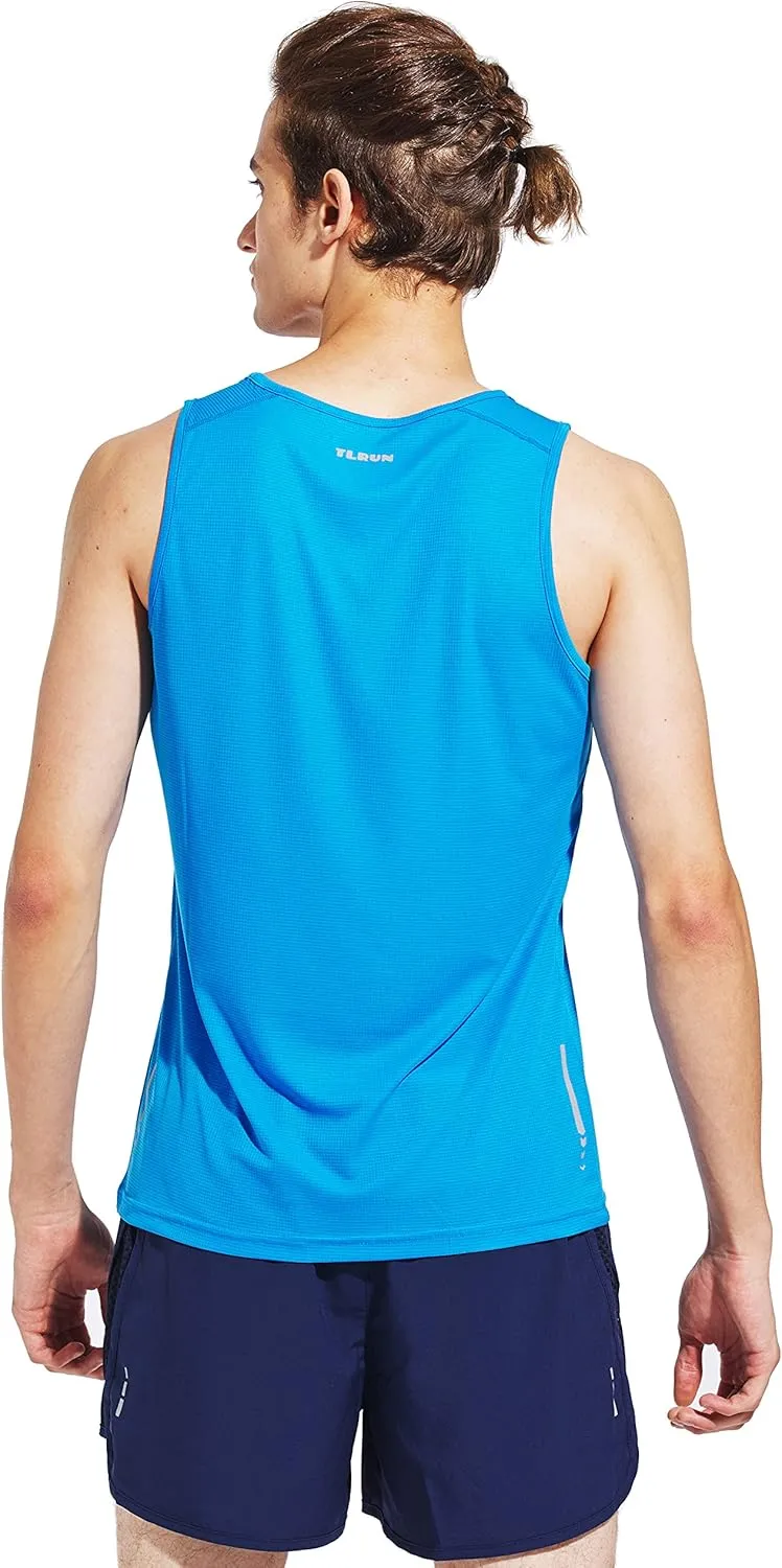 Men's Running Tank Top Ultra Lightweight Marathon Singlet Shirts Dry Fit Workout Sleeveless T-Shirt