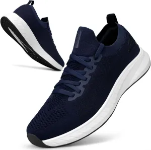 Mens Slip on Lightweight Walking Shoes Non Slip Breathable Running Shoes Comfort Tennis Workout Gym Sneakers with Shoelace