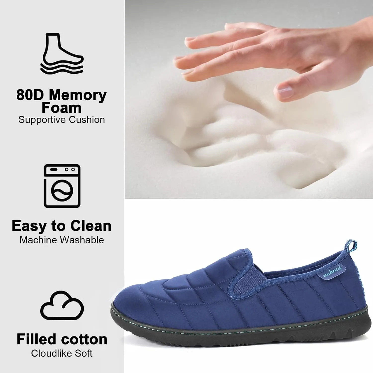 Mens Slippers Outdoor Memory Foam Slip On Indoor House Shoes Loafers