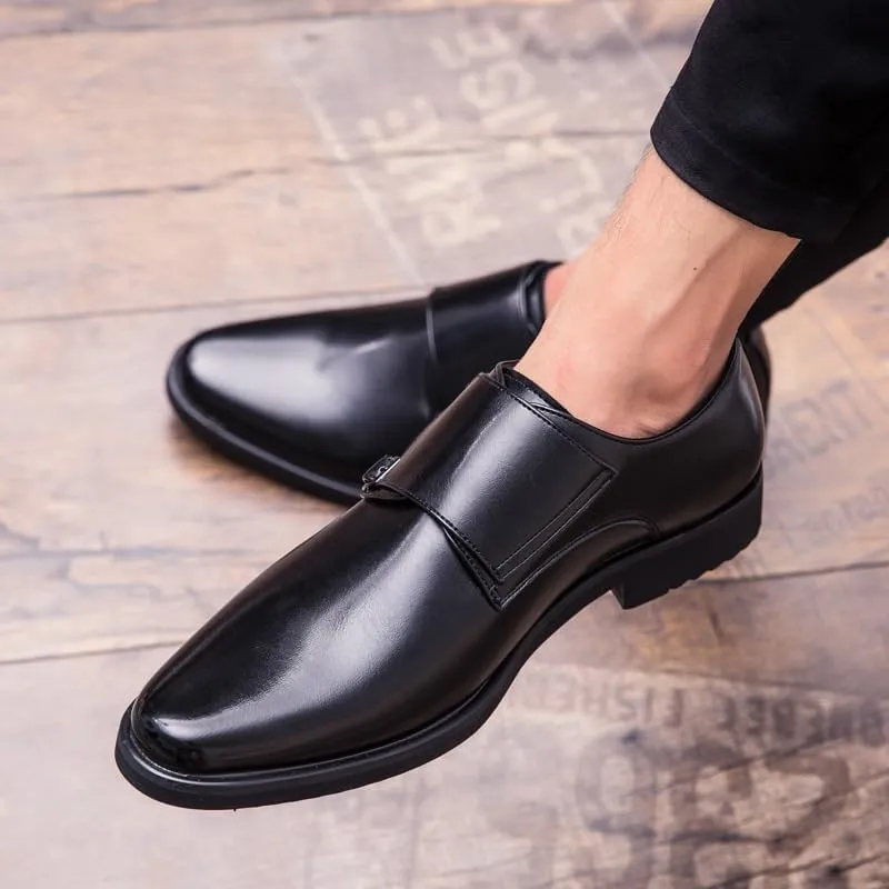 Men's Trendy Brogue Wingtip Formal Shoes Leather Double Monk Strap Oxford Slip On Cap Toe Dress Shoes for Men
