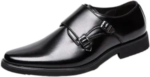 Men's Trendy Brogue Wingtip Formal Shoes Leather Double Monk Strap Oxford Slip On Cap Toe Dress Shoes for Men