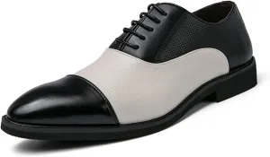 Men's Two Tone Brogues Shoes Perforated Wing Tip Lace Up Oxford Shoes Formal Business Banquet Dress Shoes