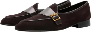 Men's Velvet Penny Loafers with Gold Buckle, Genuine Leather Formal Dress Slip On Shoes,Prom Wedding Tuxedo Shoes for Men