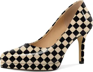 Mettesally Women High Heels Platform Pumps Stilettos Slip-on Fashion Daily Office Women Shoes 3.5 Inches
