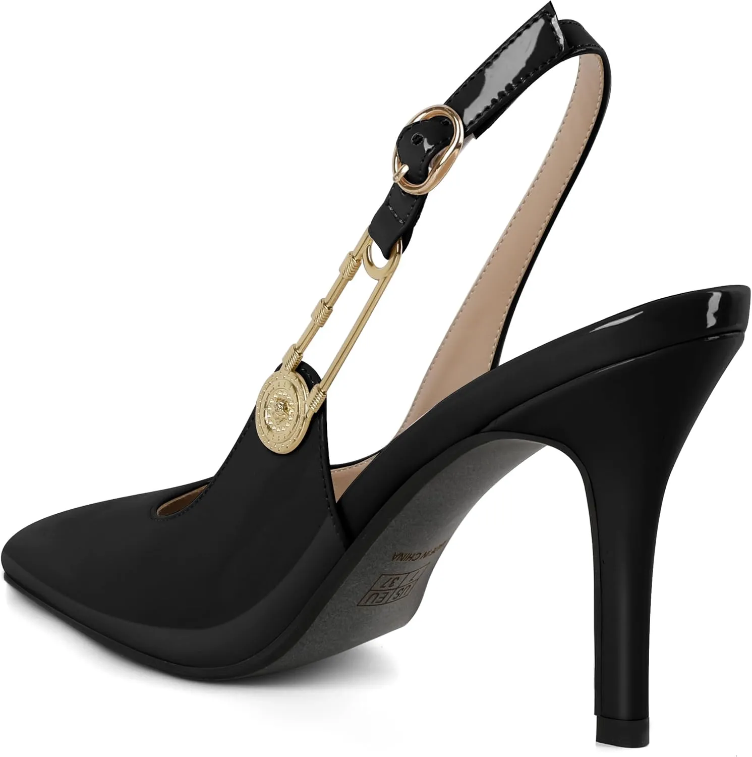 Mettesally Women Slingback Heels High Heels Closed Pointed Toe Pumps Stilettos Ankle Strap Women Pumps Shoes 3.7 Inch