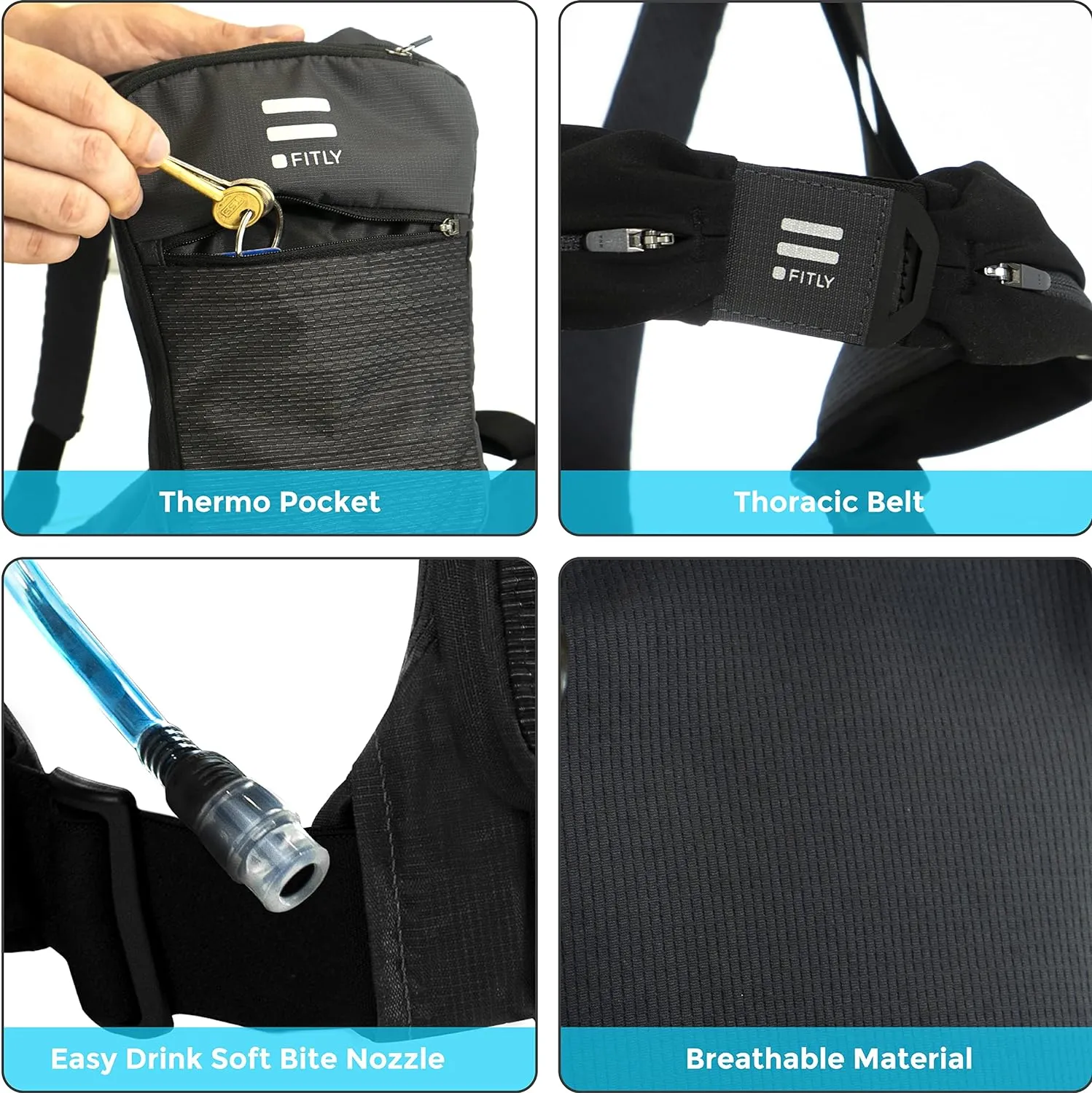 Minimalist Running Pack - Running Backpack Phone Holder, Storage, Thoracic Belt - Carry Personal Items - Running Gear for Men & Women - Lightweight Running Water Backpack