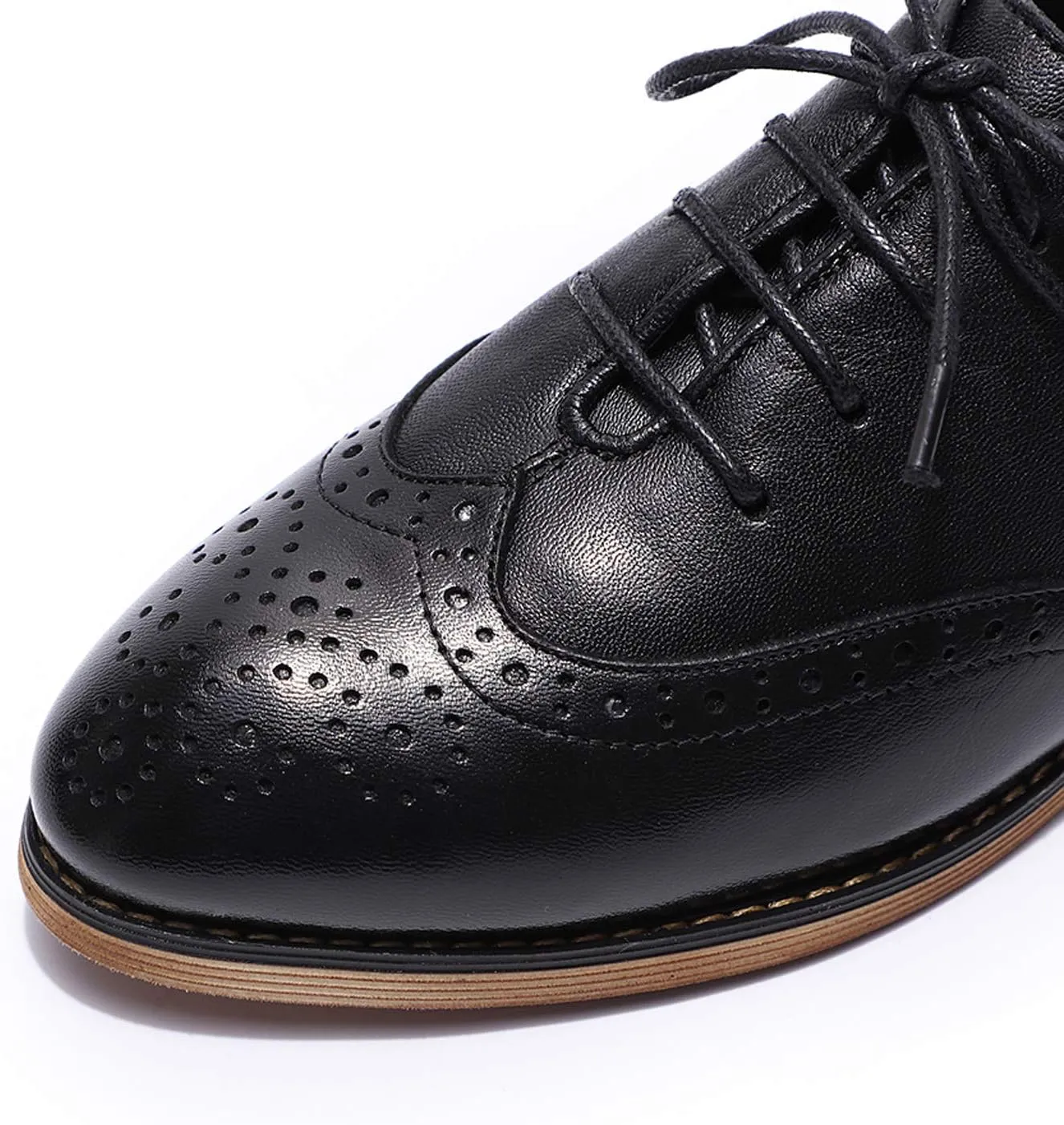 Mona flying Wingtip Oxfords for Women Lace-up Leather Shoes for Ladies