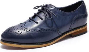 Mona flying Wingtip Oxfords for Women Lace-up Leather Shoes for Ladies