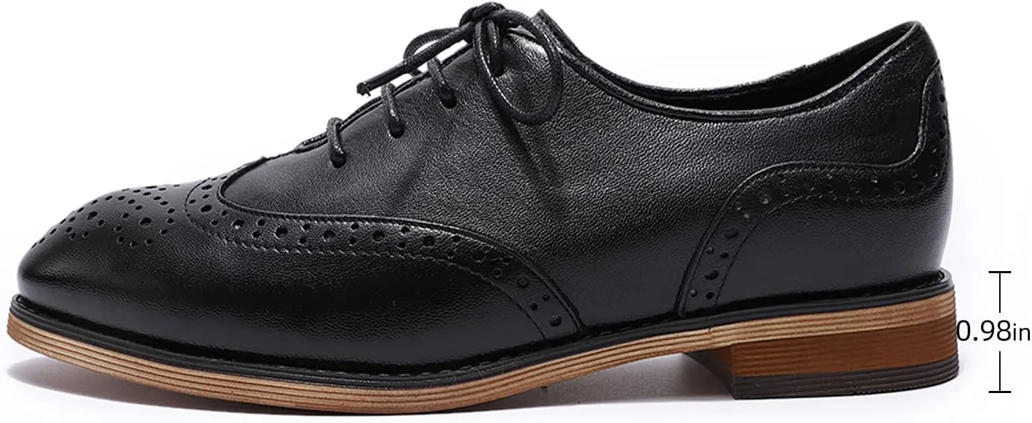 Mona flying Wingtip Oxfords for Women Lace-up Leather Shoes for Ladies