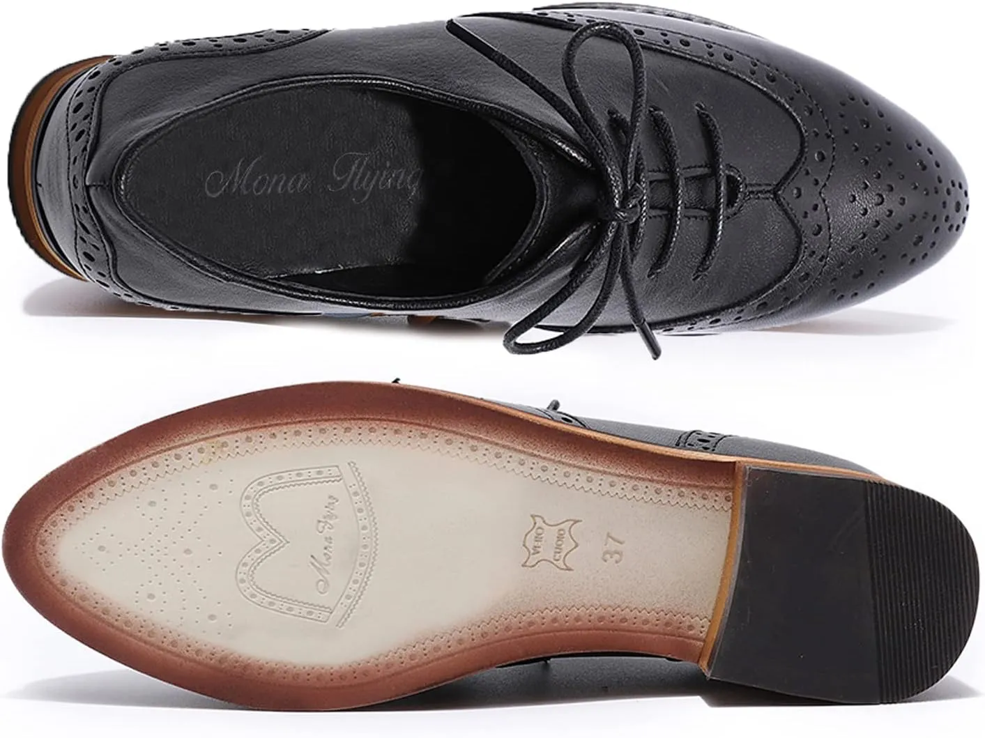 Mona flying Wingtip Oxfords for Women Lace-up Leather Shoes for Ladies