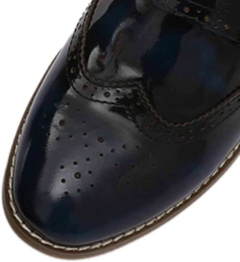Mona flying Womens Leather Chunky Heel Monk Strap Oxfords Wingtip Ladies Mid Heel Dress Loafers Pumps Shoes with Buckle