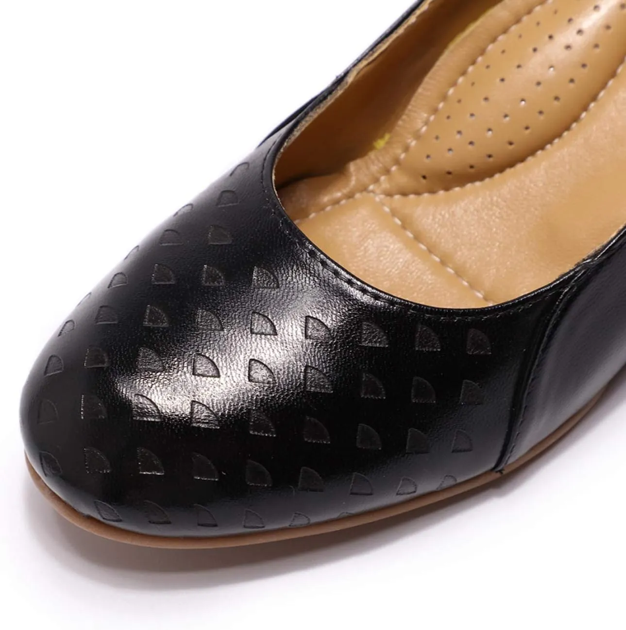 Mona flying Women's Leather Closed Toe 2 Inch Mid Wedges Heels with Arch Support Round Toe Comfortable Dress Pumps for Women Ladies