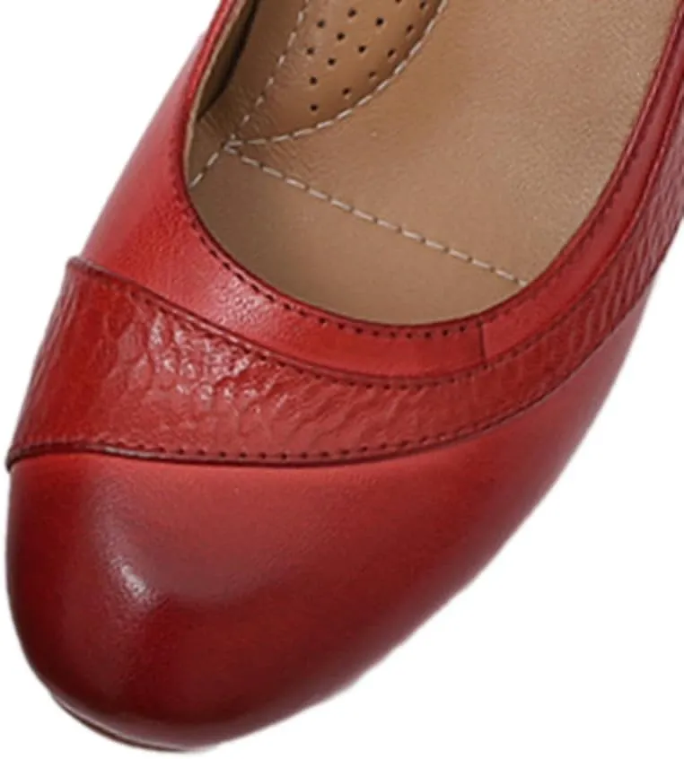 Mona flying Women's Leather Closed Toe 2 Inch Mid Wedges Heels with Arch Support Round Toe Comfortable Dress Pumps for Women Ladies