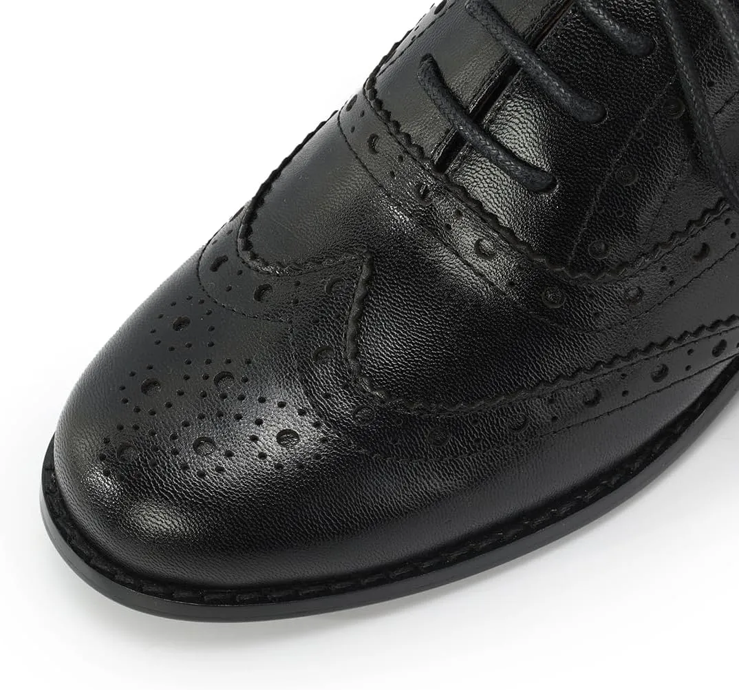 Mona flying Womens Wingtip Oxfords Brogue Comfortable Handmade Lace up Leather Shoes for Ladies