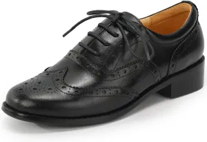 Mona flying Womens Wingtip Oxfords Brogue Comfortable Handmade Lace up Leather Shoes for Ladies