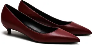 MOOMMO Low Kitten Heel Pumps for Women Pointed Toe Satin Dress Shoes Slip On 1 Inch Low Heel Work Pumps Comfy Basic Casual Office Evening Party Bridal Pump Shoes 4-13 M US