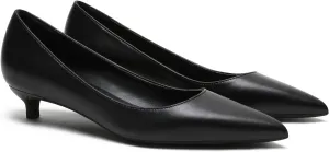 MOOMMO Low Kitten Heel Pumps for Women Pointed Toe Satin Dress Shoes Slip On 1 Inch Low Heel Work Pumps Comfy Basic Casual Office Evening Party Bridal Pump Shoes 4-13 M US