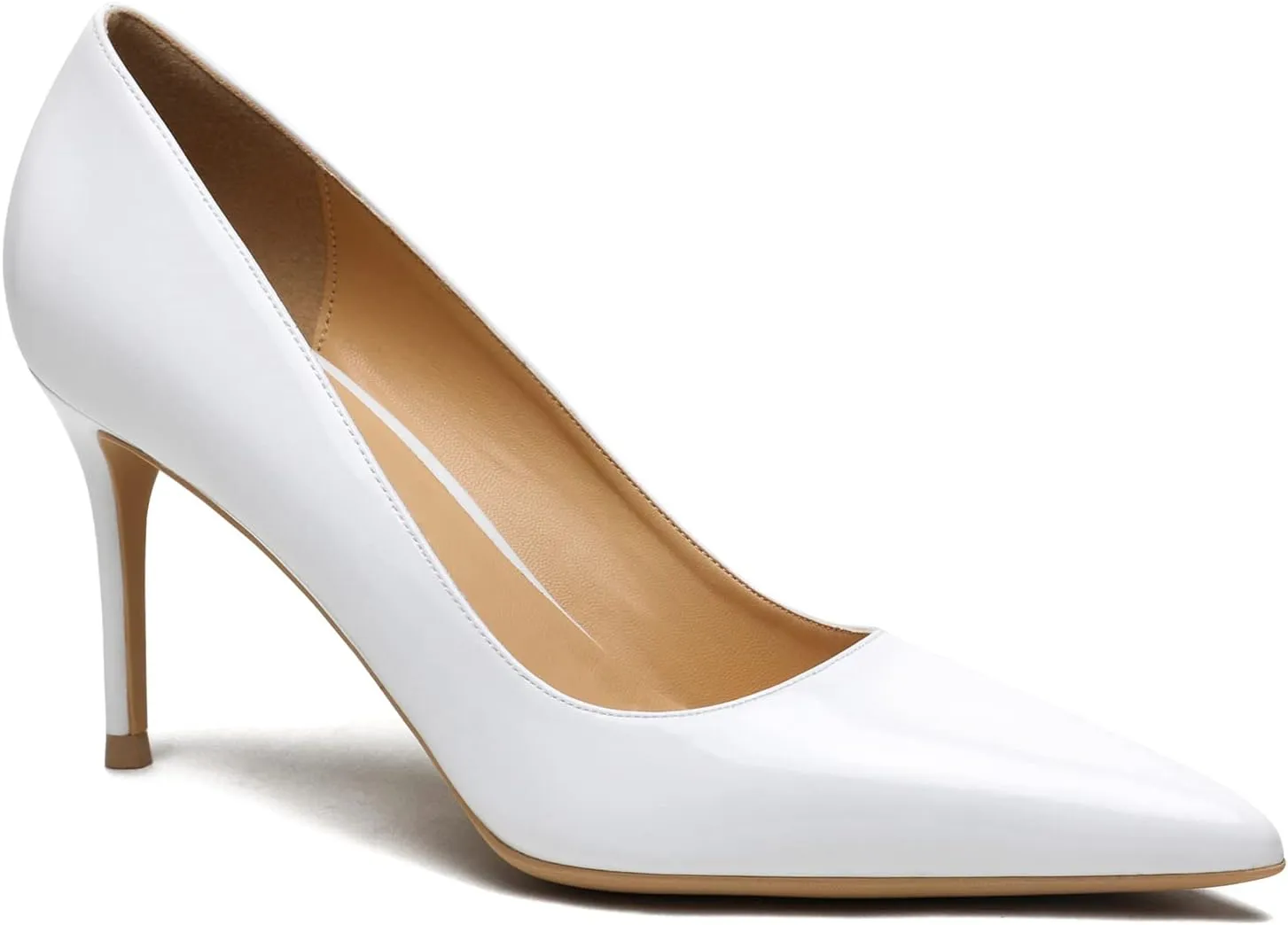 MOOMMO Women Classic High Heels Pumps Shoes Pointed Toe Slip On Satin Heels Stiletto Dress Shoes Pointed Closed Toe 3" Kitten Heel Sandals Office Ladies Bridal Wedding Party Formal Basic 4-13 M US