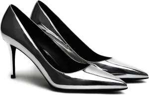 MOOMMO Women Classic High Heels Pumps Shoes Pointed Toe Slip On Satin Heels Stiletto Dress Shoes Pointed Closed Toe 3" Kitten Heel Sandals Office Ladies Bridal Wedding Party Formal Basic 4-13 M US