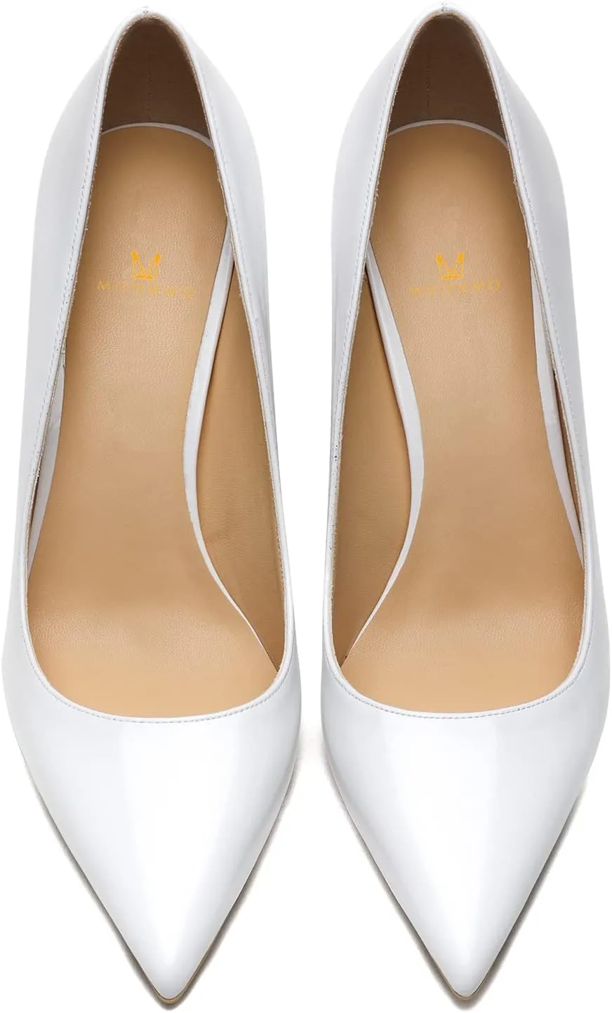 MOOMMO Women Classic High Heels Pumps Shoes Pointed Toe Slip On Satin Heels Stiletto Dress Shoes Pointed Closed Toe 3" Kitten Heel Sandals Office Ladies Bridal Wedding Party Formal Basic 4-13 M US