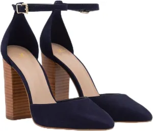 MOOMMO Women Pointed Toe Chunky Pumps Ankle Strap High Heel Summer Sandals 4 Inch Block Heel Crocodile Pattern Closed Toe Buckle Fashion Wedding Office Dress Comfortable Shoes Size 4-13 M US