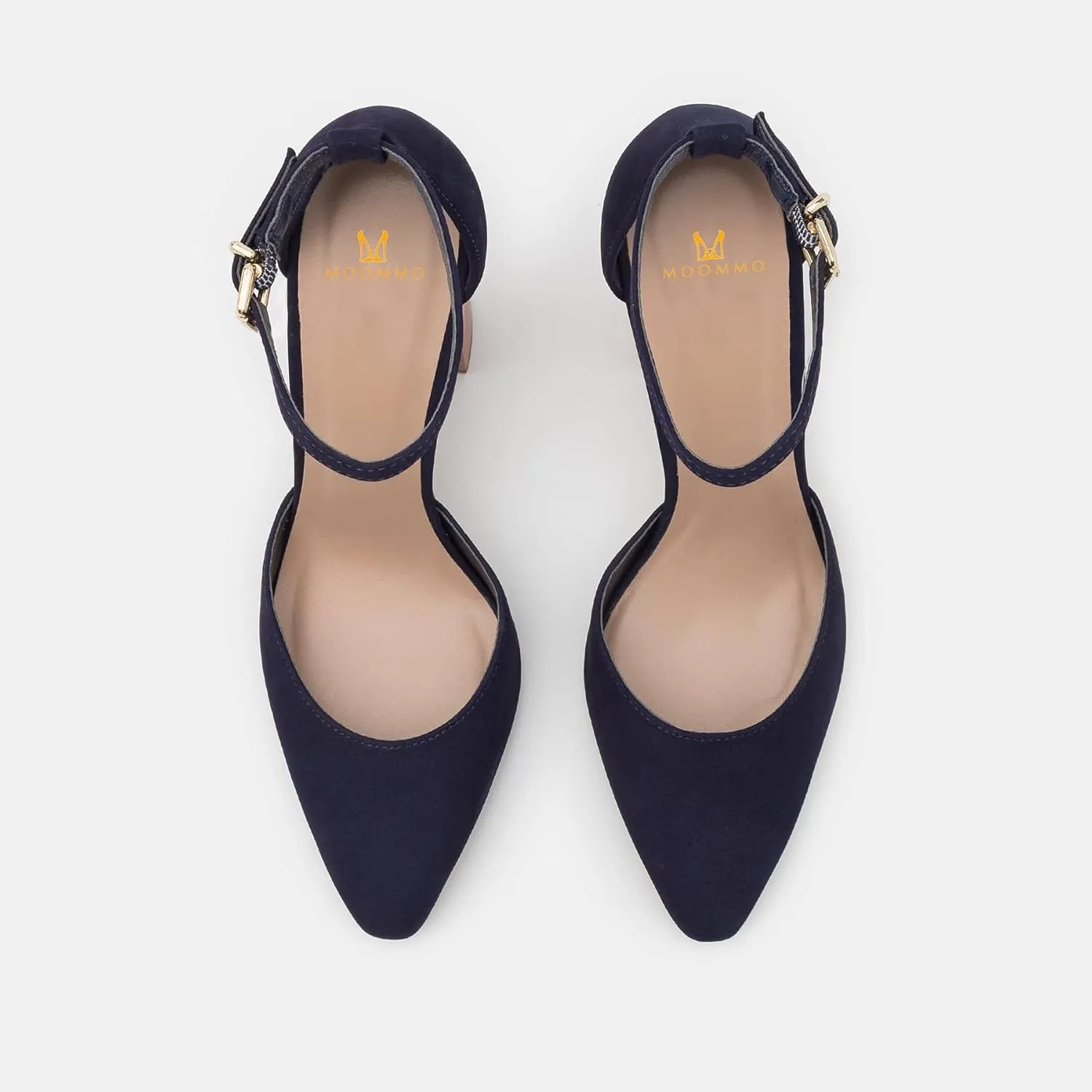 MOOMMO Women Pointed Toe Chunky Pumps Ankle Strap High Heel Summer Sandals 4 Inch Block Heel Crocodile Pattern Closed Toe Buckle Fashion Wedding Office Dress Comfortable Shoes Size 4-13 M US