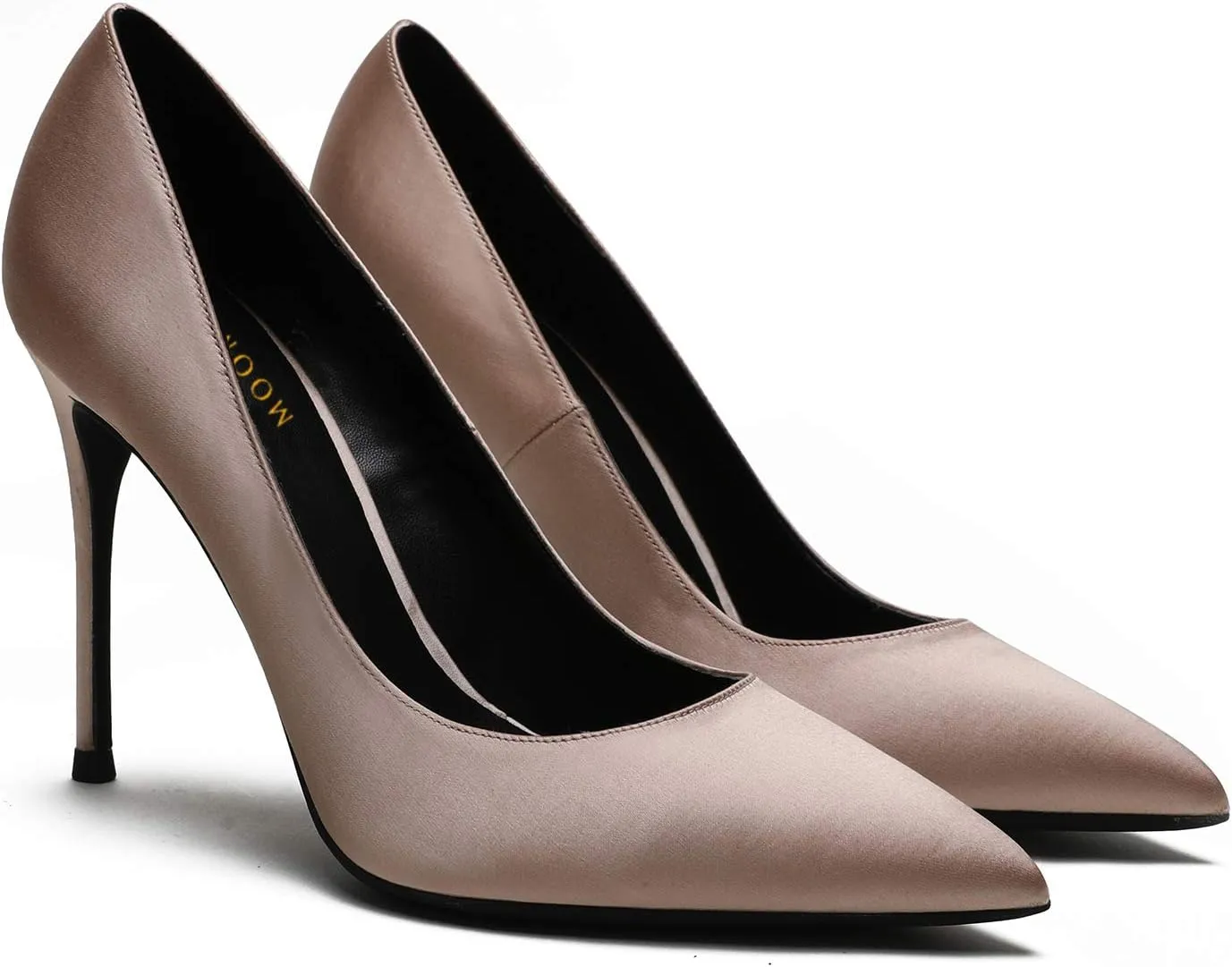 MOOMMO Women Satin High Heel Pumps Pointed Toe Sexy Stilettos 4 inch Slip On Formal Dress Shoes for Ladies Wedding Party Evening Work 4-13 M US