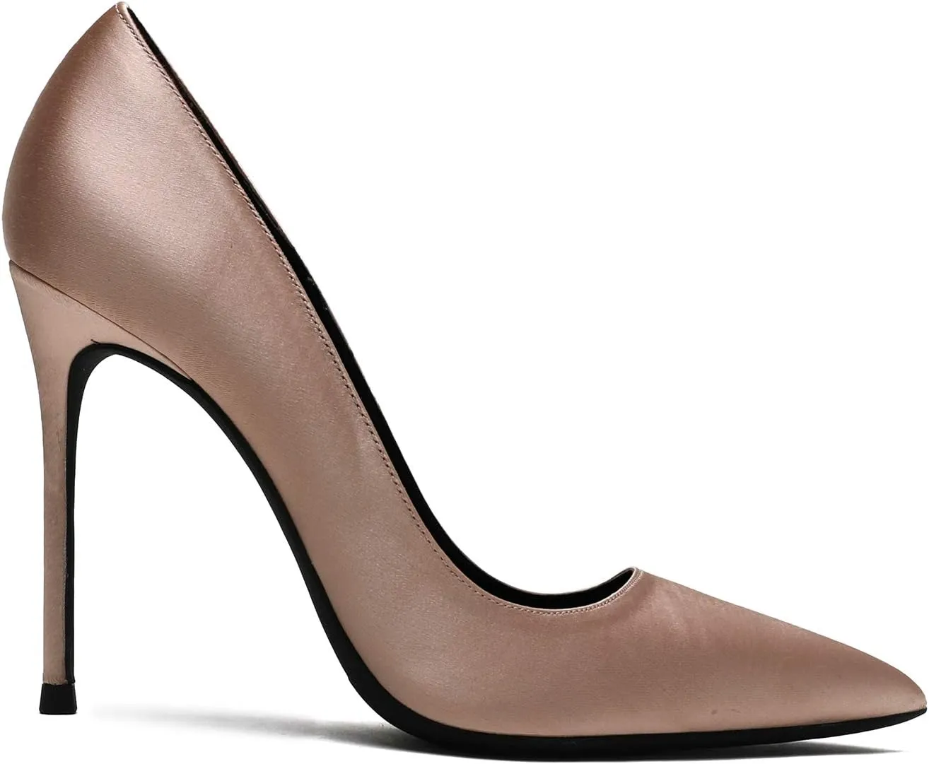 MOOMMO Women Satin High Heel Pumps Pointed Toe Sexy Stilettos 4 inch Slip On Formal Dress Shoes for Ladies Wedding Party Evening Work 4-13 M US