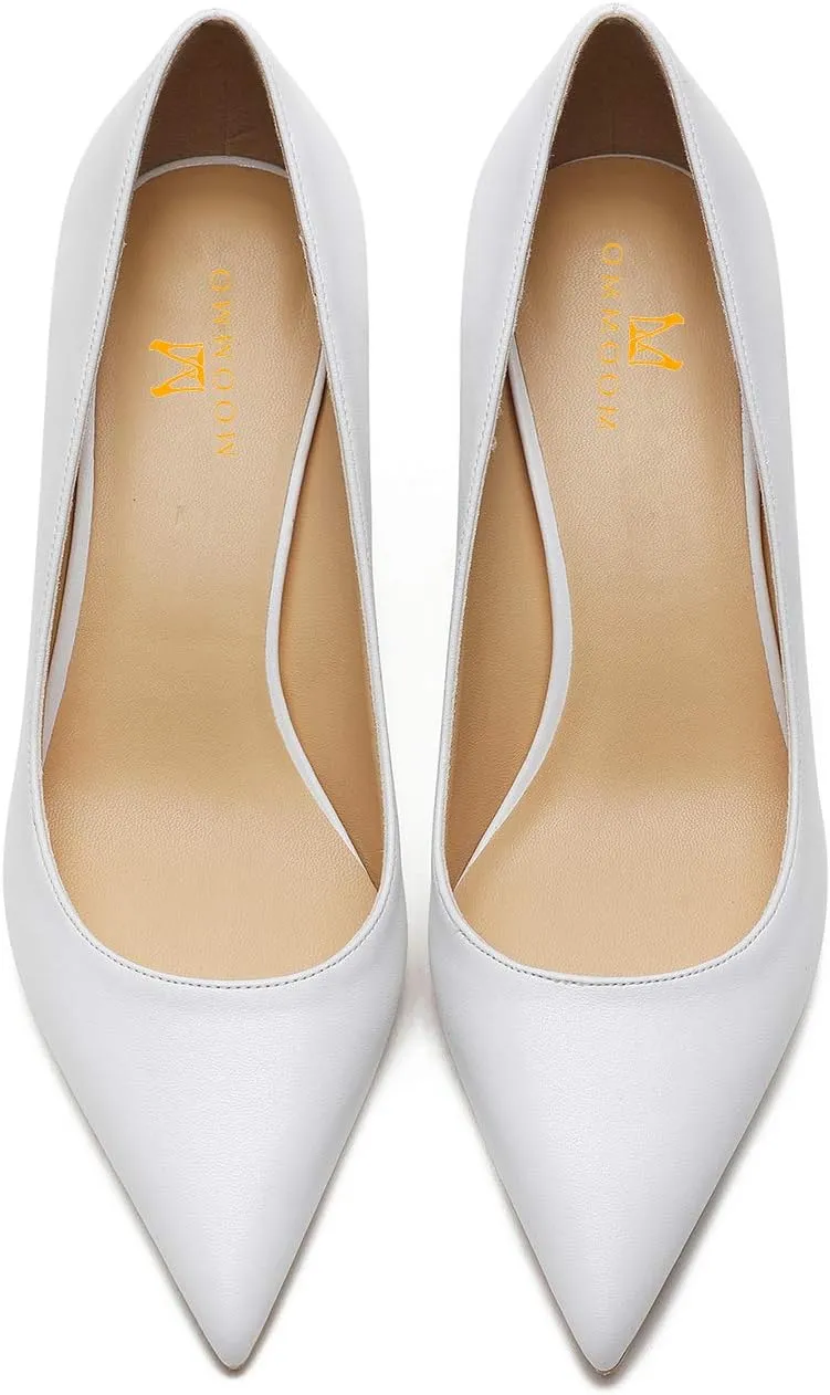 MOOMMO Women Satin High Heel Pumps Pointed Toe Sexy Stilettos 4 inch Slip On Formal Dress Shoes for Ladies Wedding Party Evening Work 4-13 M US