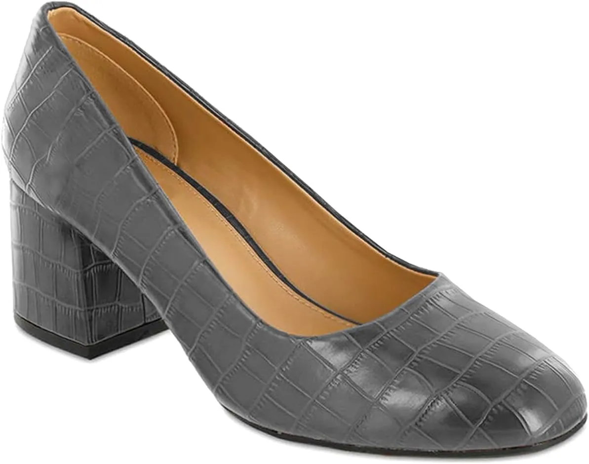 MOOMMO Women's Classic Chunky Block Heel Suede Pumps Round Closed Toe Slip On 2" Low Thick Heels Dress Shoes Matte Patent Leather Spring Fashion Office Work Pump Basic Shoe Elegant Wedding 4-11 M US