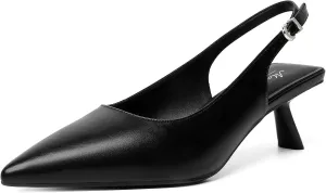 Mostrin Kitten Heels for Women Pointed Toe Pumps Patent Leather Low Heel Slingback Heels with Buckle Dress Shoes for Dating Party Working