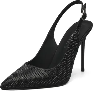 MOVINSTEPS Slingback Heels for Women Pumps Pointed Closed Toe Buckle Sexy Stiletto High Heels Prom Office Work Wedding Fashion Elegant Dressy Shoes 4 Inch
