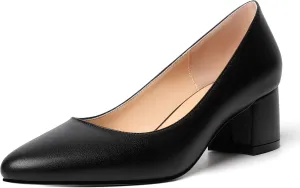 MOVINSTEPS Womens Round Toe Party Dress Slip On Chunky Low Heel Pumps Shoes 2 Inch