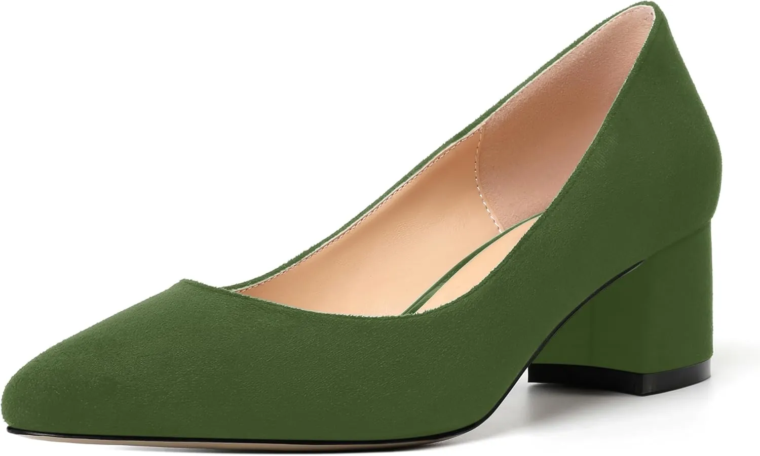 MOVINSTEPS Womens Round Toe Party Dress Slip On Chunky Low Heel Pumps Shoes 2 Inch