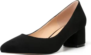 MOVINSTEPS Womens Round Toe Party Dress Slip On Chunky Low Heel Pumps Shoes 2 Inch