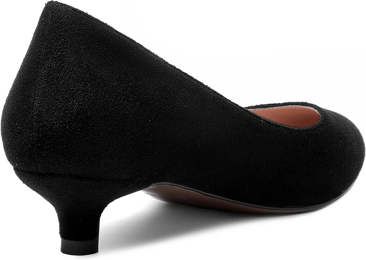 MOVINSTEPS Womens Slip On Solid Round Toe Suede Dating Cute Kitten Low Heel Pumps Shoes 1.5 Inch