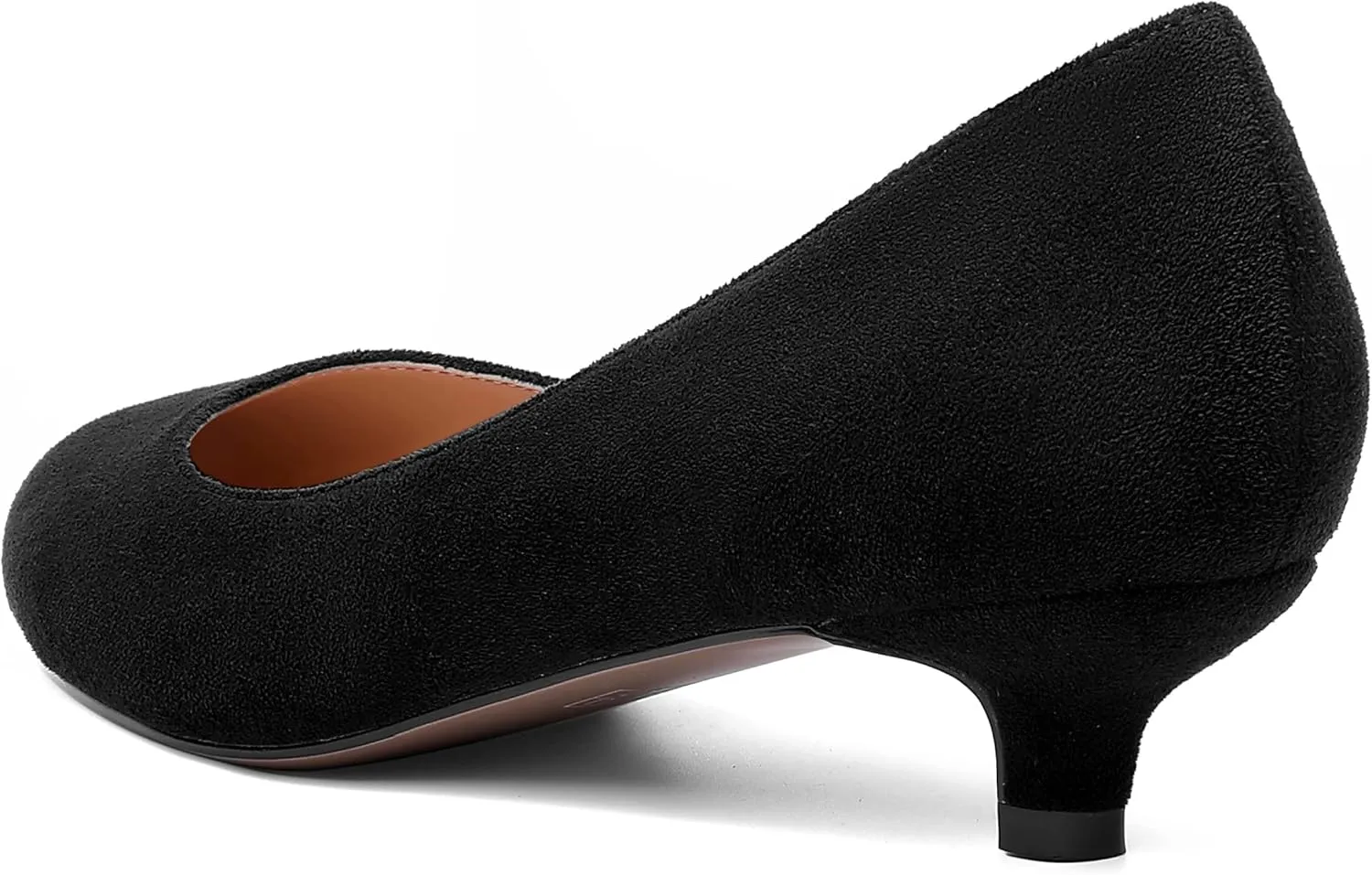 MOVINSTEPS Womens Slip On Solid Round Toe Suede Dating Cute Kitten Low Heel Pumps Shoes 1.5 Inch