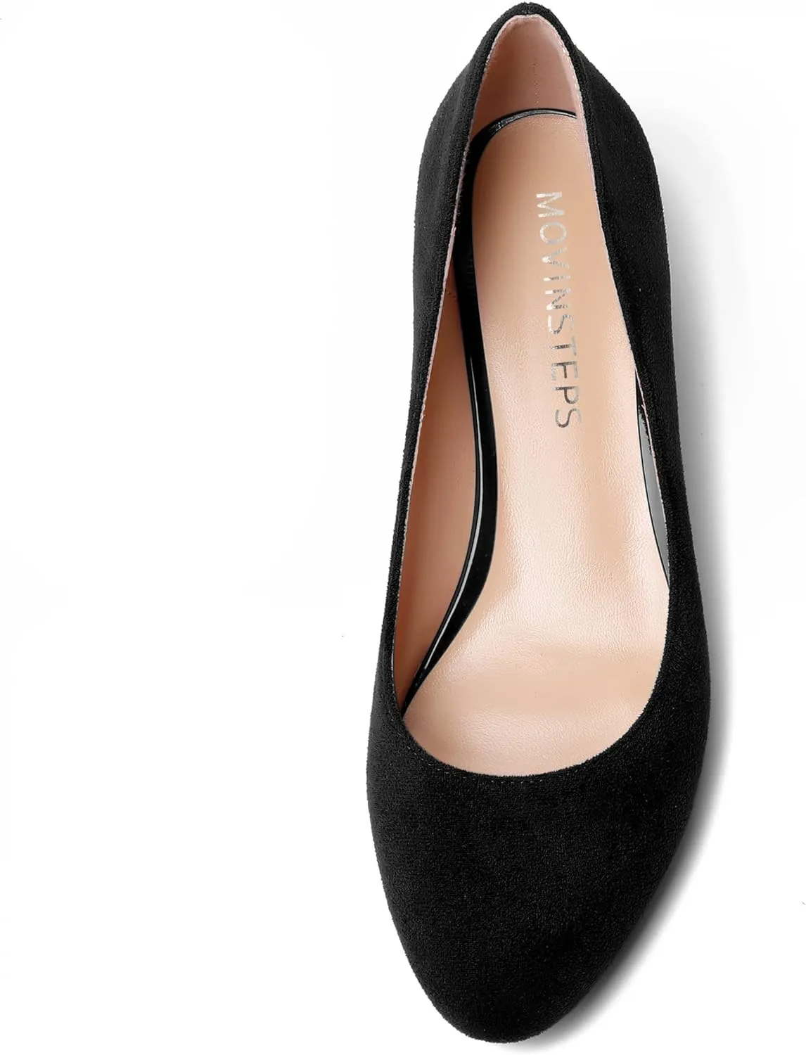 MOVINSTEPS Womens Slip On Solid Round Toe Suede Dating Cute Kitten Low Heel Pumps Shoes 1.5 Inch