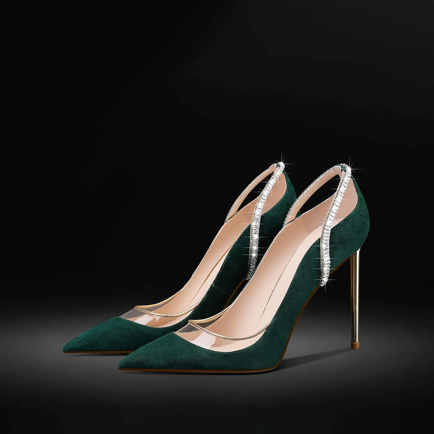 MSONLYDN Heels Dressy Casual Women Suede Pumps Women Stiletto High Heels Leather Pointed Toe for Prom 4 inch