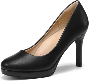 mysoft Women's Pumps Closed Toe High Heel Pumps Round Toe Platform Dress Shoes