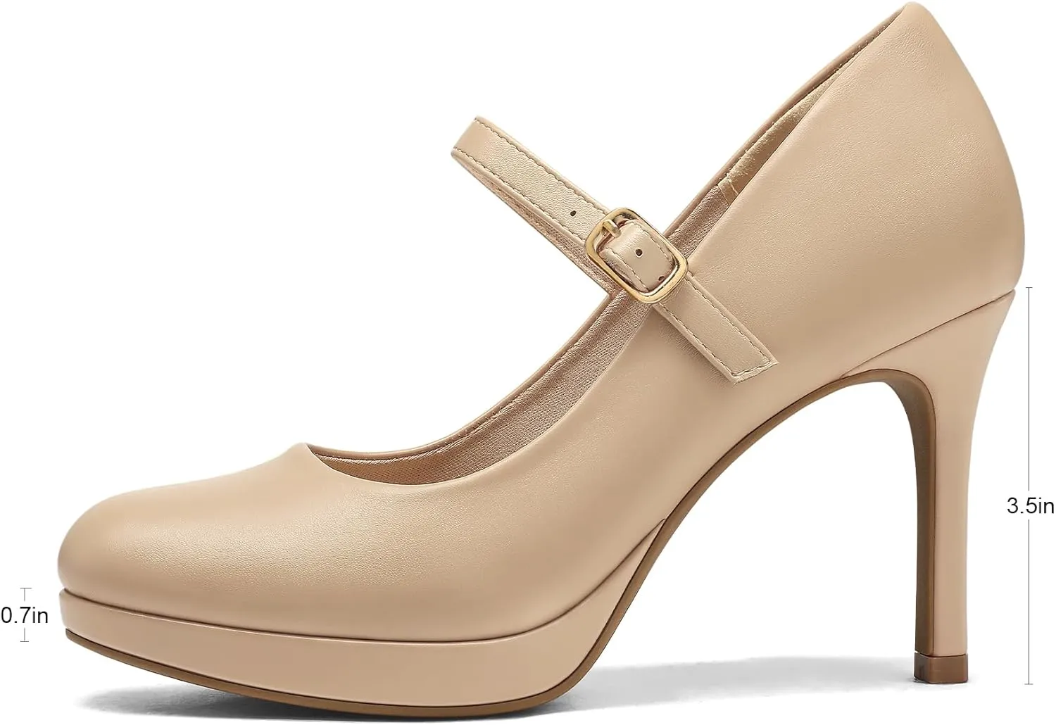 mysoft Women's Pumps Closed Toe Mary Jane Pumps Round Toe Platform High Heel Dress Shoes