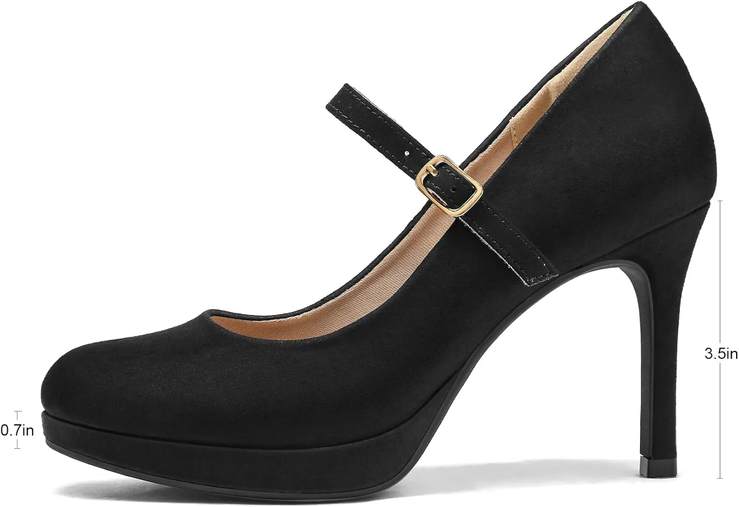 mysoft Women's Pumps Closed Toe Mary Jane Pumps Round Toe Platform High Heel Dress Shoes