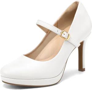mysoft Women's Pumps Closed Toe Mary Jane Pumps Round Toe Platform High Heel Dress Shoes