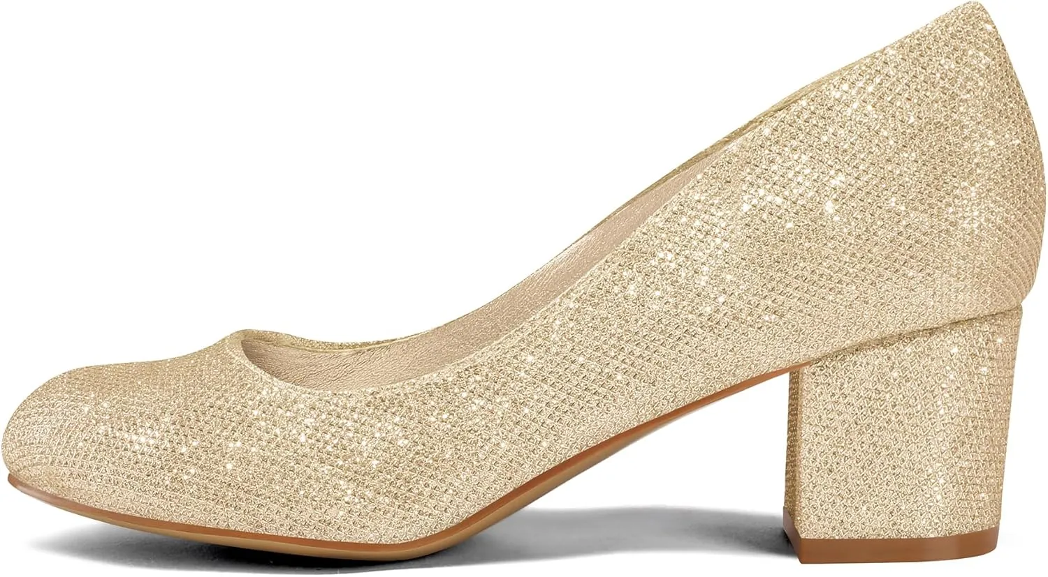mysoft Women's Pumps Low Chunky Block Heel Round Toe Comfortable Dress Shoes