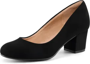 mysoft Women's Pumps Low Chunky Block Heel Round Toe Comfortable Dress Shoes