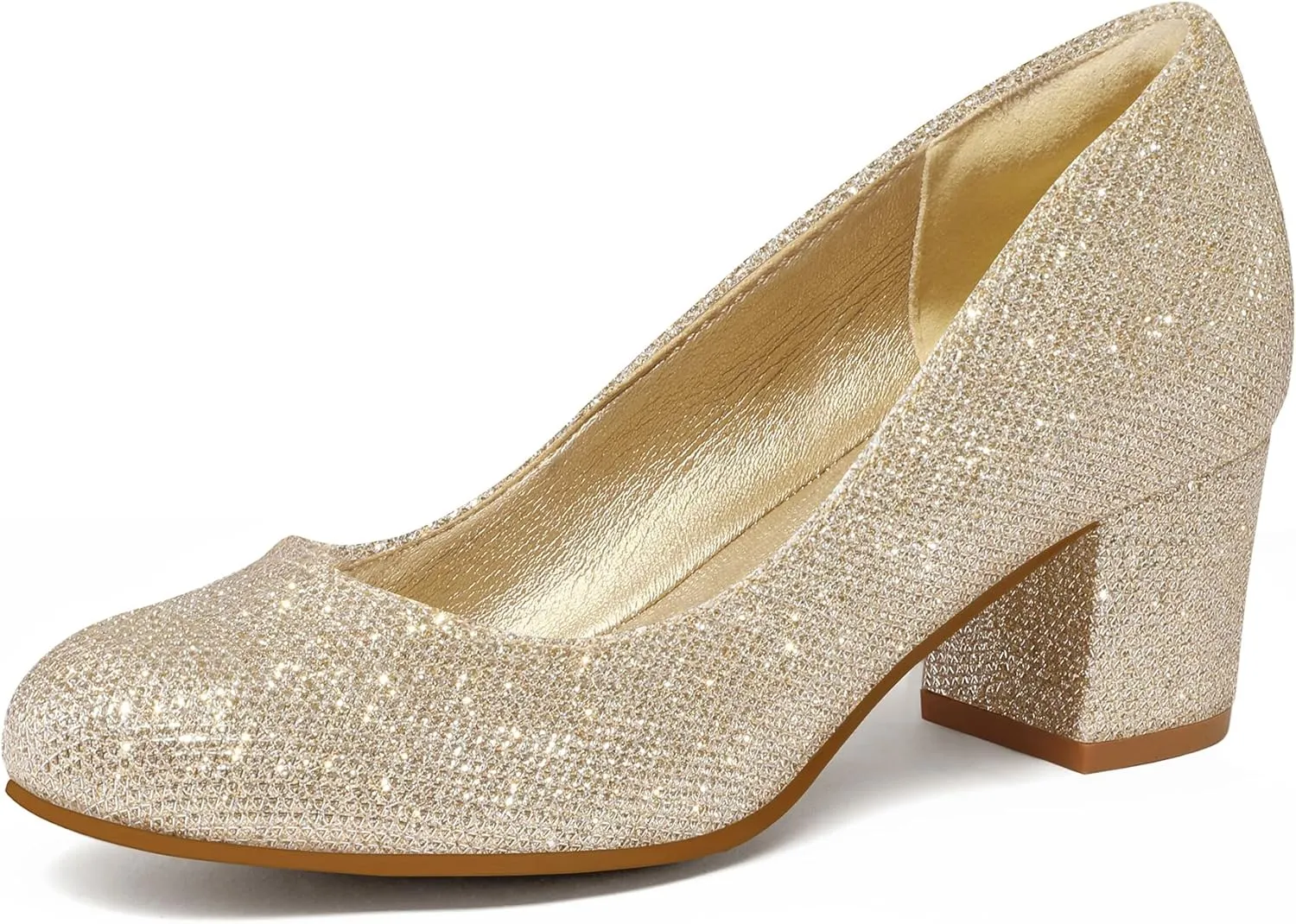 mysoft Women's Pumps Low Chunky Block Heel Round Toe Comfortable Dress Shoes